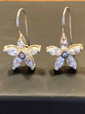 Picture pretty flower earrings set in sterling silver